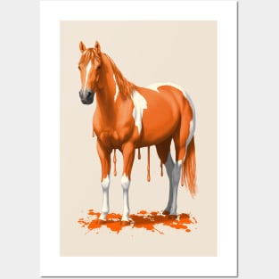 Funny Orange Dripping Wet Paint Pinto Horse Posters and Art